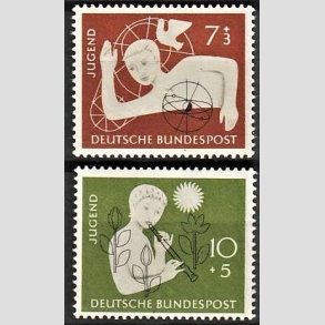 FRIM�RKER VESTTYSKL. BUND: 1956 | AFA 1195,1196 | Velg�renhedsm�rker - 7+3 pf. - 10+5 pf. i s�t - Postfrisk