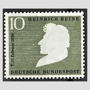 FRIM�RKER VESTTYSKL. BUND: 1956 | AFA 1192 | Heinrich Heine - 10 pf. gr�gr�n/sort - Postfrisk