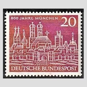 FRIM�RKER VESTTYSKL. BUND: 1958 | AFA 1251 | M�nchen 800 �r. - 20 pf. brunr�d - Postfrisk