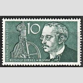 FRIM�RKER VESTTYSKL. BUND: 1958 | AFA 1247 | Rudolf Diesel. - 10 pf. bl�gr�n - Postfrisk