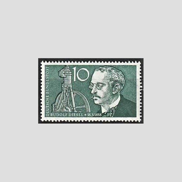 FRIMRKER VESTTYSKL. BUND: 1958 | AFA 1247 | Rudolf Diesel. - 10 pf. blgrn - Postfrisk