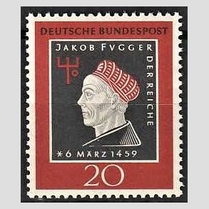 FRIM�RKER VESTTYSKL. BUND: 1958 | AFA 1264 | Jakob Fugger. - 20 pf. r�dbrun/gr�/sort - Postfrisk