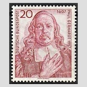 FRIM�RKER VESTTYSKL. BUND: 1957 | AFA 1220 | Paul Gerhardt. - 20 pf. karmin - Postfrisk