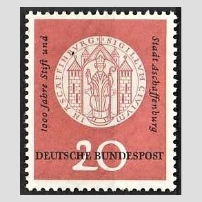 FRIM�RKER VESTTYSKL. BUND: 1957 | AFA 1222 | Aschaffenburg 1000 �r. - 20 pf. brunr�d/sort - Postfrisk