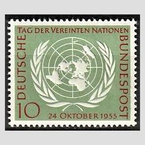 FRIM�RKER VESTTYSKL. BUND: 1955 | AFA 1184 | FN dagen. - 10 pf. gr�n/r�d - Postfrisk