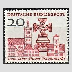 FRIM�RKER VESTTYSKL. BUND: 1958 | AFA 1252 | Trier 1000 �r. - 20 pf. r�d/sort - Postfrisk