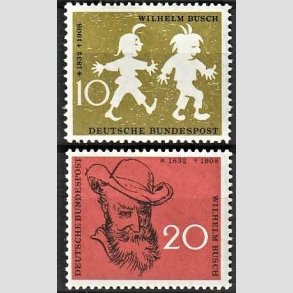 FRIM�RKER VESTTYSKL. BUND: 1958 | AFA 1244-45 | Vilhelm Busch. - 10 pf. + 20 pf. i s�t - Postfrisk