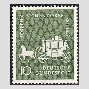 FRIM�RKER VESTTYSKL. BUND: 1957 | AFA 1243 | V. Eichendorff. - 10 pf. gr�n - Postfrisk