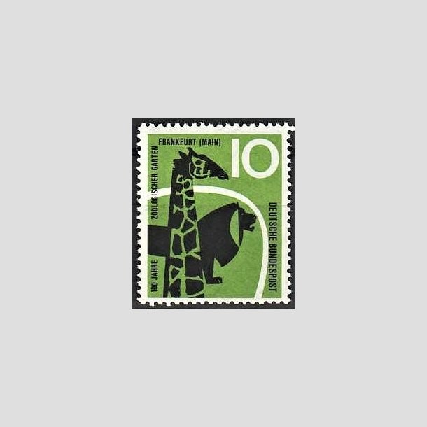 FRIMRKER VESTTYSKL. BUND: 1958 | AFA 1250 | Frankfurt Zoo 100 r. - 10 pf. grn/sort - Postfrisk