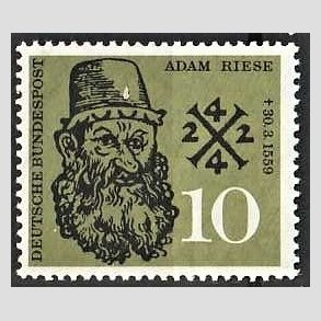 FRIM�RKER VESTTYSKL. BUND: 1959 | AFA 1265 | Adam Riese. - 10 pf. gr�n/sort - Postfrisk
