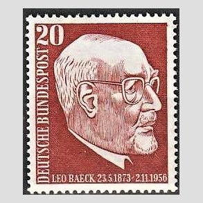 FRIM�RKER VESTTYSKL. BUND: 1957 | AFA 1241 | Dr. Leo Baeck. - 20 pf. r�d - Postfrisk