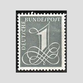 FRIM�RKER VESTTYSKL. BUND: 1955 | AFA 1189 | Ny tegning. - 1 pf. gr� - Postfrisk
