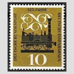 FRIM�RKER VESTTYSKL. BUND: 1960 | AFA 1309 | 125-�rs jernbanejubil�um. - 10 pf. olivengul/sort - Postfrisk