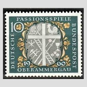 FRIM�RKER VESTTYSKL. BUND: 1960 | AFA 1293 | Passionsskuespillere. - 10 pf. bl�gr�n/gr�/gul - Postfrisk