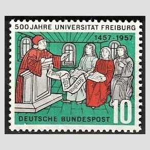 FRIM�RKER VESTTYSKL. BUND: 1957 | AFA 1223 | Freiburg Universitet 500 �r. - 10 pf. gr�n/r�d/gr�/Sort - Postfrisk