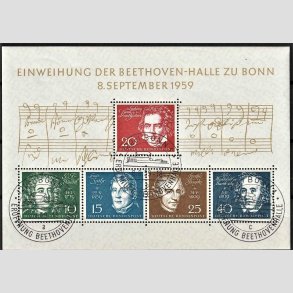 FRIM�RKER VESTTYSKL. BUND: 1959 | AFA 1279-83 | Miniark Beethoven 10-40 pf. - Lux Stemplet