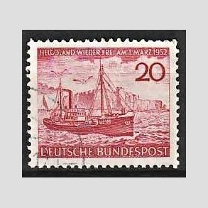 FRIM�RKER VESTTYSKL. BUND: 1952 | AFA 1112 | Helgolands frigivelse - 20 pf. r�d - Stemplet