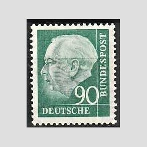 FRIM�RKER VESTTYSKL. BUND: 1957 | AFA 1230 | Pr�sident Th. Heuss. - 90 pf. smaragdgr�n - Postfrisk