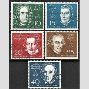 FRIM�RKER VESTTYSKL. BUND: 1959 | AFA 1279-83 | Beethoven - 10 pf. - 40 pf. i s�t - Stemplet