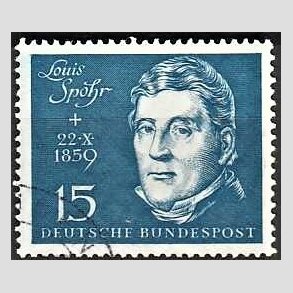 FRIM�RKER VESTTYSKL. BUND: 1959 | AFA 1280 | Beethoven - 15 pf. bl� - Stemplet