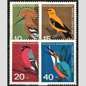 FRIM�RKER VESTTYSKL. BUND: 1963 | AFA 1365-68 | Ungdomsforsorg, fugle. - 10+5 pf. - 40+20 pf. i s�t - Postfrisk