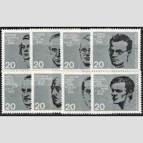 FRIM�RKER VESTTYSKL. BUND: 1964 | AFA 1388-95 | Mindeudgave for opstanden. - 20 pf. bl�/sort i komplet s�t - Postfrisk