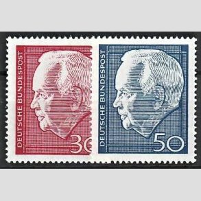 FRIM�RKER VESTTYSKL. BUND: 1967 | AFA 1506-07 | Pr�sident L�bke. - 30 pf. + 50 pf. i s�t - Postfrisk