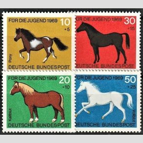 FRIM�RKER VESTTYSKL. BUND: 1969 | AFA 1542-45 | Ungdomsforsorg, Heste. - 10+5 pf. - 50+25 pf. i s�t - Postfrisk