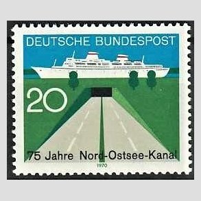 FRIM�RKER VESTTYSKL. BUND: 1970 | AFA 1593 | Kielerkanalen 75 �r. - 20 pf. flerfarvet - Postfrisk