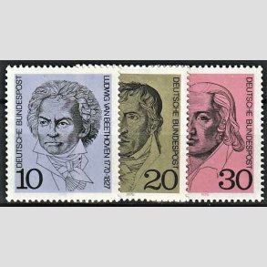 FRIM�RKER VESTTYSKL. BUND: 1970 | AFA 1581-83 | 200-�ret for Beethoven - 10 pf. - 30 pf. i s�t - Postfrisk