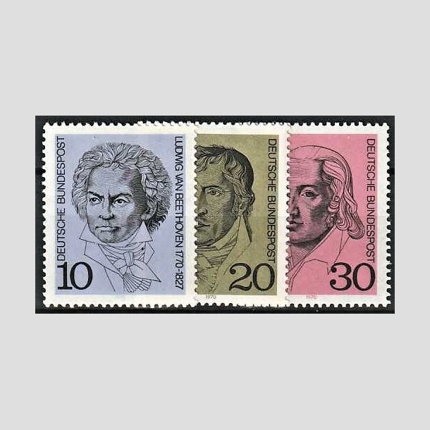 FRIMRKER VESTTYSKL. BUND: 1970 | AFA 1581-83 | 200-ret for Beethoven - 10 pf. - 30 pf. i st - Postfrisk