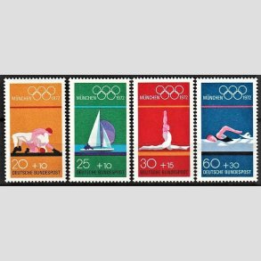 FRIM�RKER VESTTYSKL. BUND: 1972 | AFA 1680-83 | Olympiaden i M�nchen. - 20+10 pf. - 60+30 pf. i s�t - Postfrisk