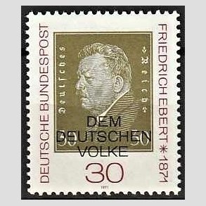 FRIM�RKER VESTTYSKL. BUND: 1971 | AFA 1625 | Friedrich Ebert. - 30 pf. flerfarvet - Postfrisk