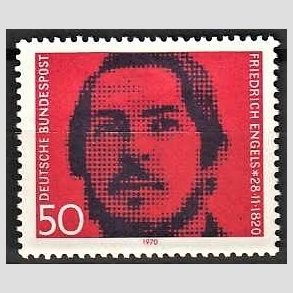 FRIM�RKER VESTTYSKL. BUND: 1970 | AFA 1623 | Fr. Engels. - 50 pf. r�d/bl�violet - Postfrisk
