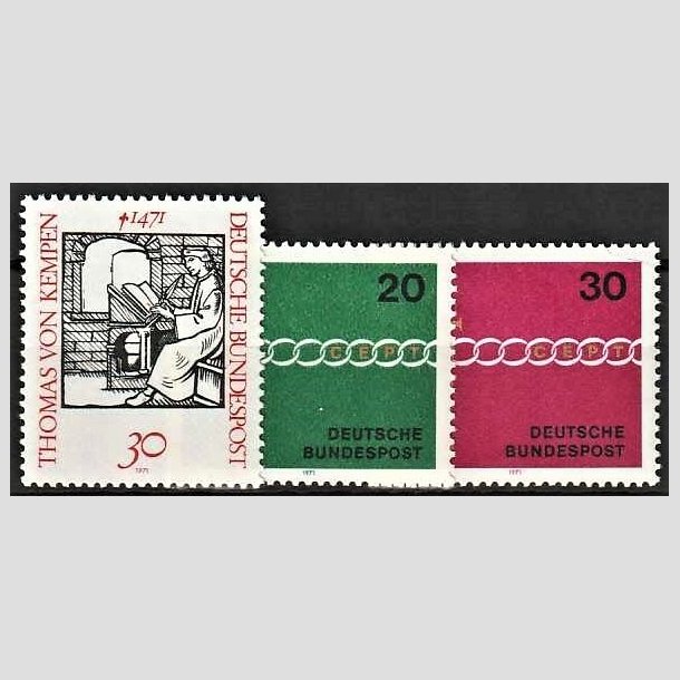 FRIMRKER VESTTYSKL. BUND: 1971 | AFA 1640-42 | 3 stk. forskellige frimrker - Postfrisk