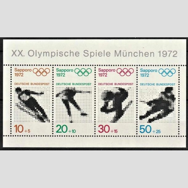 FRIMRKER VESTTYSKL. BUND: 1971 | AFA 1646-49 | Olympiaden i Mnchen. - 10+5 pf. - 50+25 pf. Miniark - Postfrisk