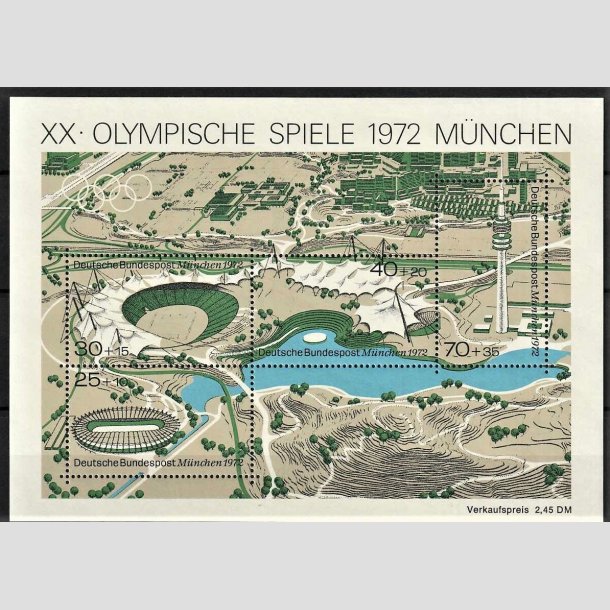FRIMRKER VESTTYSKL. BUND: 1972 | AFA 1686 | Olympiaden i Mnchen. - 25+10 pf. - 70+35 pf. Miniark - Postfrisk