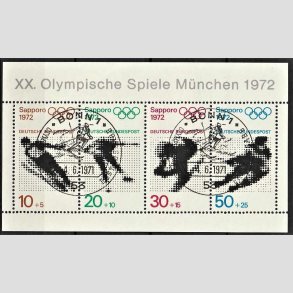 FRIM�RKER VESTTYSKL. BUND: 1971 | AFA 1646-49 | Olympiaden i M�nchen. - 10+5 pf. - 50+25 pf. Miniark - Stemplet
