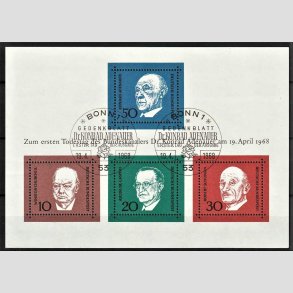 FRIM�RKER VESTTYSKL. BUND: 1968 | AFA 1518-21 | Konrad Adenauer mindeudgave. - 10 pf. - 50 pf. Miniark - Stemplet