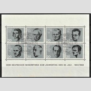 FRIM�RKER VESTTYSKL. BUND: 1964 | AFA 1388-95 | Mindeudgave for opstanden. - 20 pf. bl�/sort Miniark - Stemplet