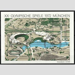 FRIM�RKER VESTTYSKL. BUND: 1972 | AFA 1686 | Olympiaden i M�nchen. - 25+10 pf. - 70+35 pf. Miniark - Stemplet