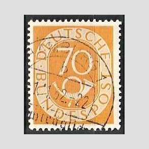 FRIM�RKER VESTTYSKL. BUND: 1951 | AFA 1099 | Ny tegning - 70 pf. gul - Stemplet