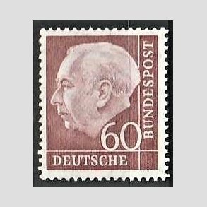 FRIM�RKER VESTTYSKL. BUND: 1954 | AFA 1153 | Pr�sident Th. Heuss. - 60 pf. r�dligbrun - Postfrisk