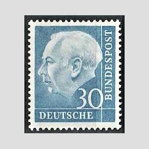 FRIM�RKER VESTTYSKL. BUND: 1954 | AFA 1150 | Pr�sident Th. Heuss. - 30 pf. bl� - Postfrisk