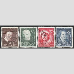 FRIM�RKER VESTTYSKL. BUND: 1951 | AFA 1106-09 | 4+2 pf.-30+10 pf. Menneskehedens Hj�lpere s�t - Stemplet