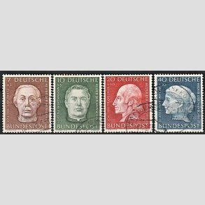 FRIM�RKER VESTTYSKL. BUND: 1954 | AFA 1163-66 | 7+3 pf-40+10 pf. Menneskehedens Hj�lpere s�t - Stemplet