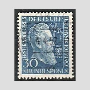 FRIM�RKER VESTTYSKL. BUND: 1951 | AFA 1110 | W. C. R�ntgen - 30 pf. bl� - Stemplet