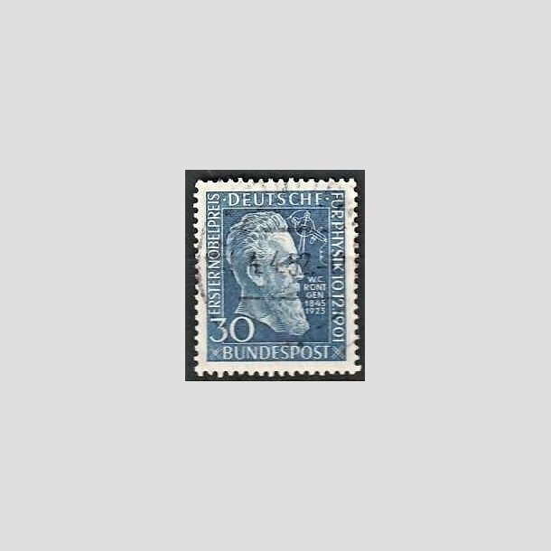 FRIMRKER VESTTYSKL. BUND: 1951 | AFA 1110 | W. C. Rntgen - 30 pf. bl - Stemplet