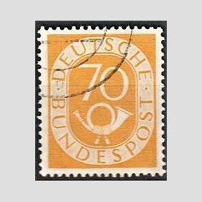 FRIM�RKER VESTTYSKL. BUND: 1951 | AFA 1099 | Ny tegning - 70 pf. gul - Stemplet