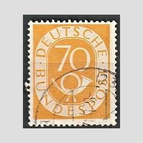 FRIM�RKER VESTTYSKL. BUND: 1951 | AFA 1099 | Ny tegning - 70 pf. gul - Stemplet
